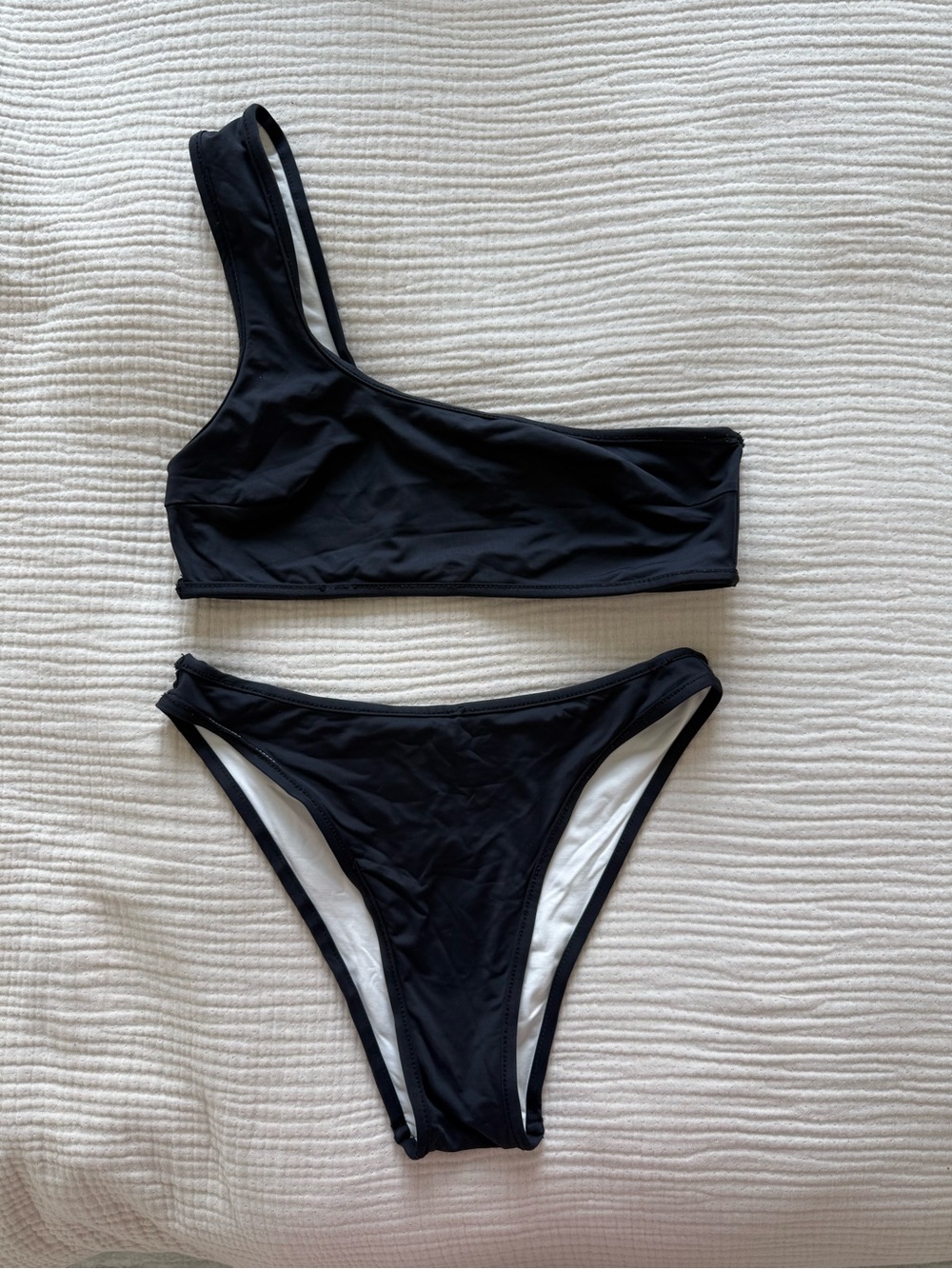 One-Shoulder Black Bikini Set - Women Swim
